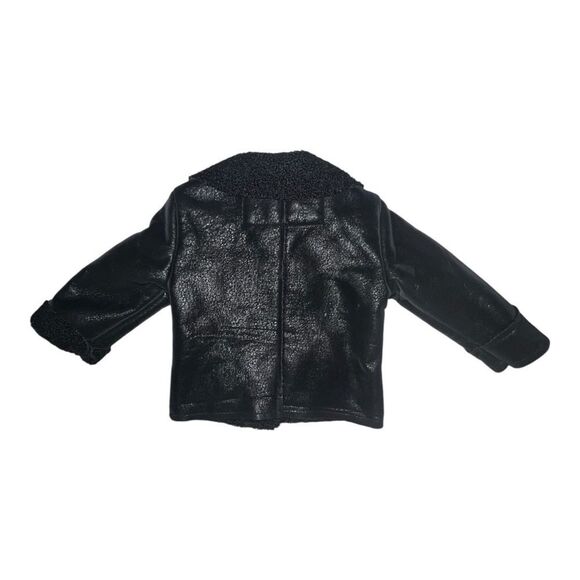 Urban Republic Toddler Girls Black Moto Jacket Zipper Faux Leather Shearling 24M - Picture 2 of 6